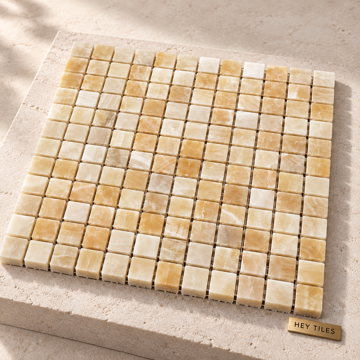 Honey Onyx 1" × 1" Polished Mosaic Tile – 3/8"