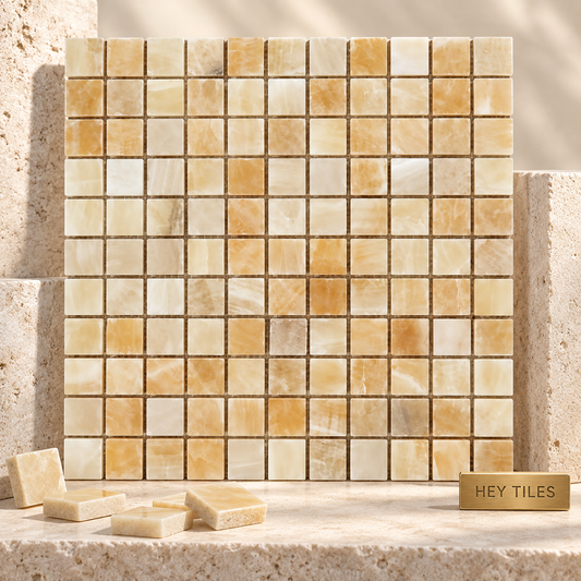 Honey Onyx 1" × 1" Polished Mosaic Tile – 3/8"