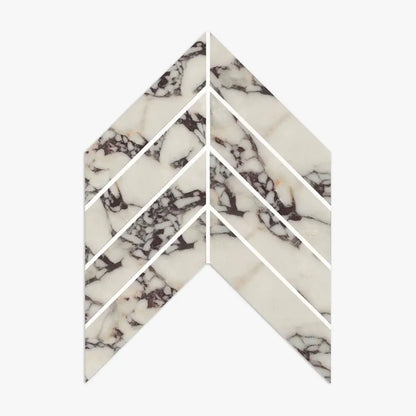 2”x8” Calacatta Violet Purple Chevron Polished Mosaic Tile on Mesh 11.50 x 11.75 — product image 2