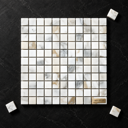 Tuscan Calacatta Gold 1" x 1" Square Marble Mosaic Tile