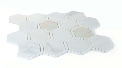 3" Defined Edge Tuscan Calacatta Hexagon Deco Mosaic Tile for elegant interior designs