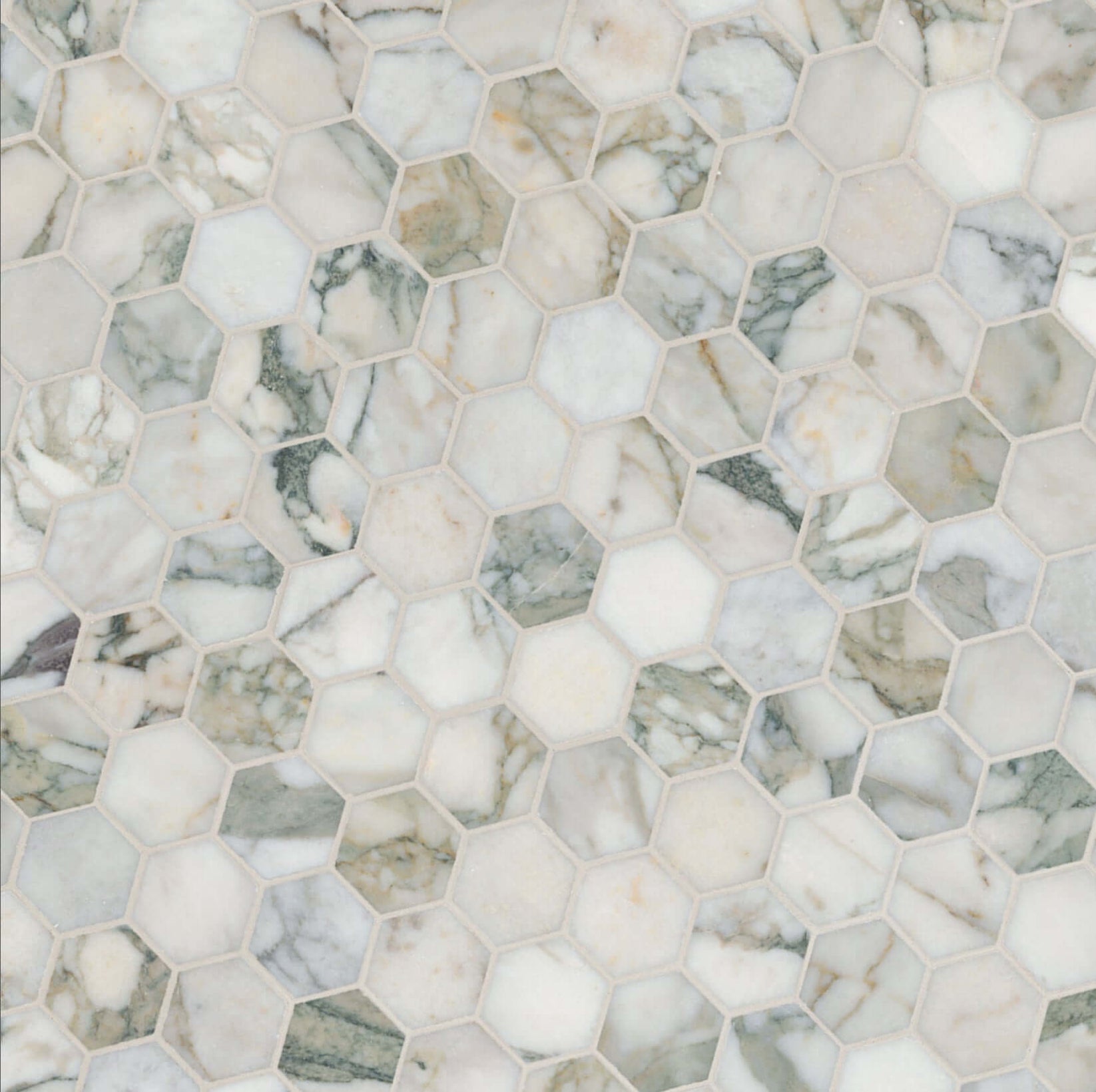 Calacatta Green Marble Hexagon Tile - Luxury Mosaic – Hey Tiles
