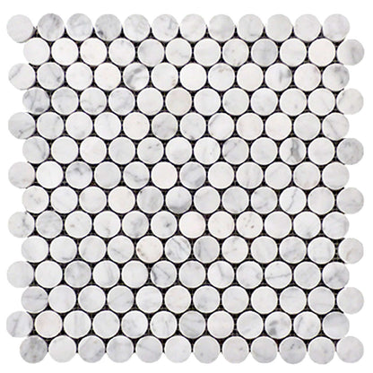 Carrara White Marble Honed Penny Round Mosaic Tile — product image 3