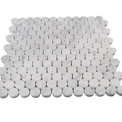 Carrara White Marble Honed Penny Round Mosaic Tile — product image 4