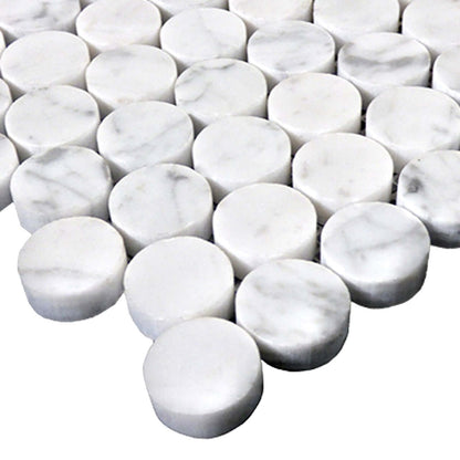 Carrara White Marble Honed Penny Round Mosaic Tile — product image 5