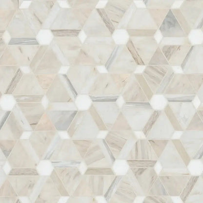 Angora Floralis 11" x 12" polished marble mosaic tile featuring a unique floral design, perfect for luxurious interiors.