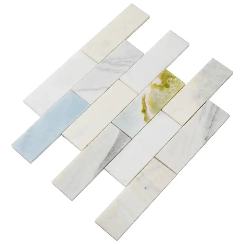 Cloudland 2x6 Polished Marble Subway Mosaic Tile, 12x12
