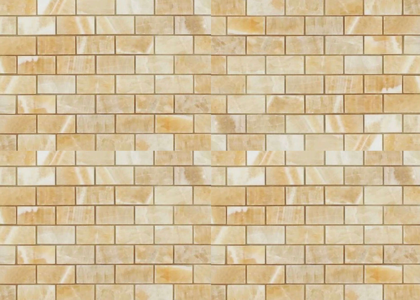 Honey Onyx Brick Mosaic 1x2 3/8 Polished