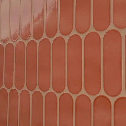 Terra Ellipse 12" X 12" glossy glass mosaic wall tile featuring modern ellipse design in warm earthy tones.