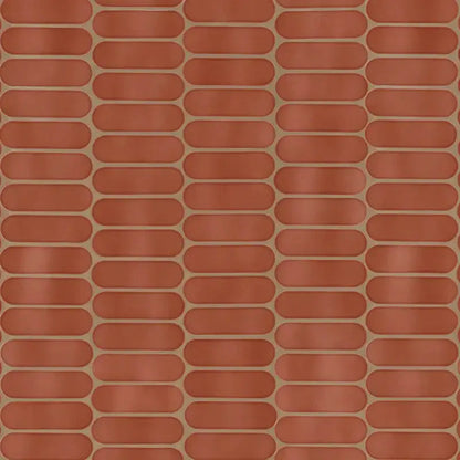 Terra Ellipse 12" X 12" glossy glass mosaic wall tile in earthy tones with a modern ellipse pattern.