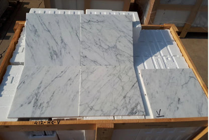 12" x 12" Polished Italian White Marble Floor & Wall Tile (3/8" Thick) — product image 7
