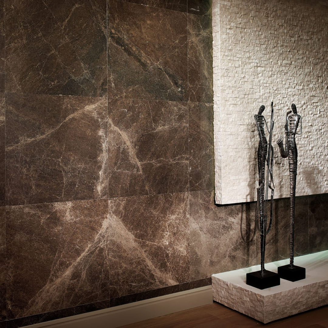 18x18 Iberian Emperador Dark Marble Floor & Wall Tile from Spain