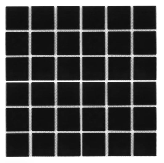 Fujiwa Black Glossy, 2" x 2" - Pool Tile