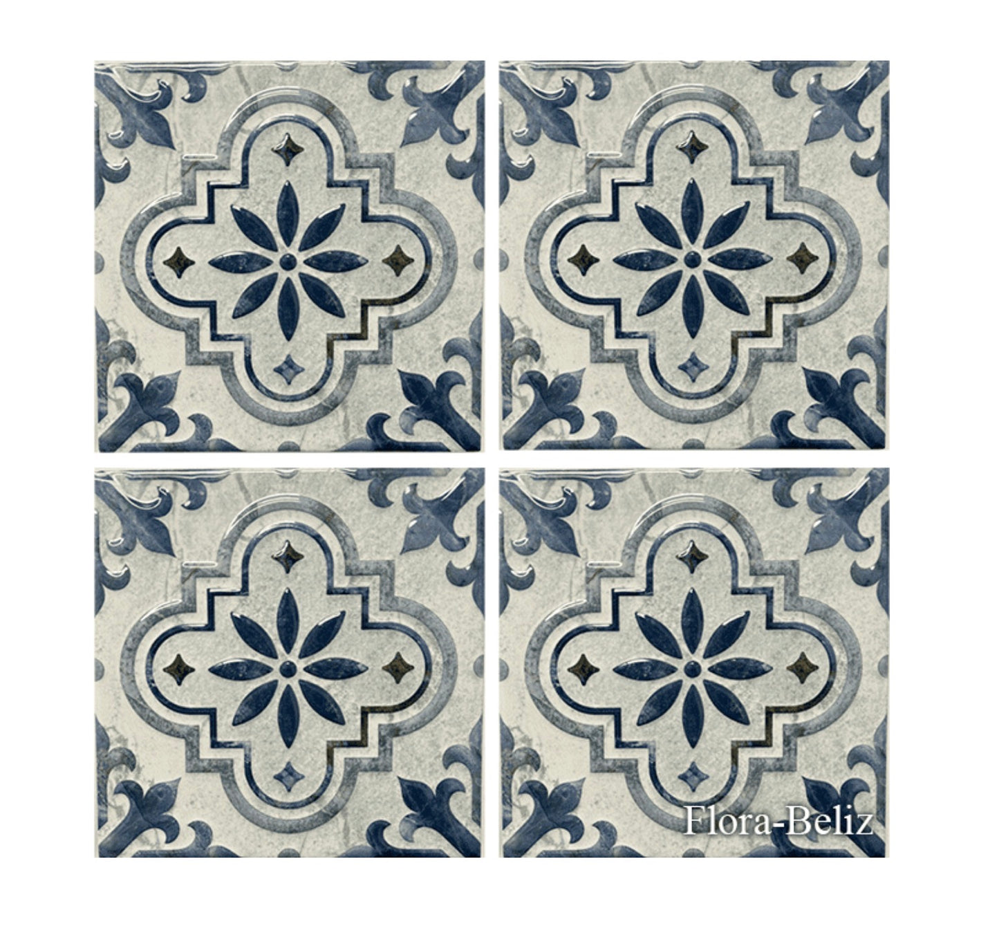 6x6 Fujiwa Flora Belize Porcelain Tile, Flora Series