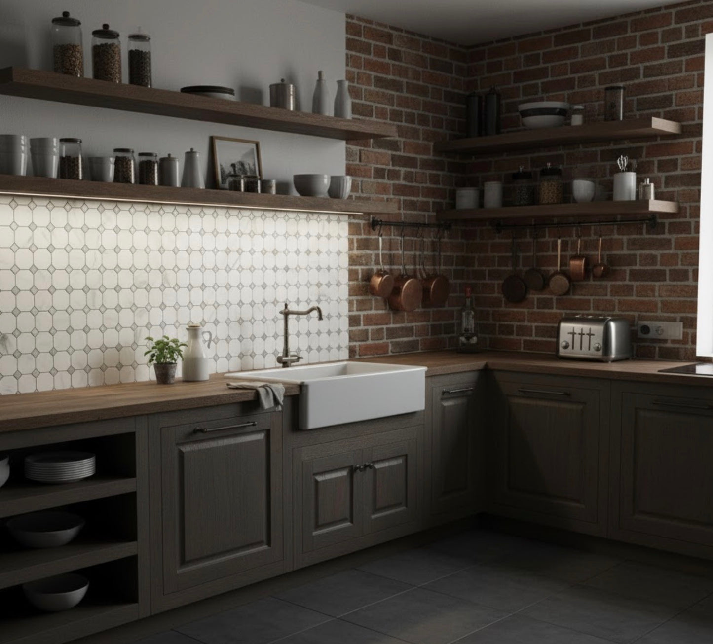 Calacatta Green Octagon CalaVerde Mosaic Tile