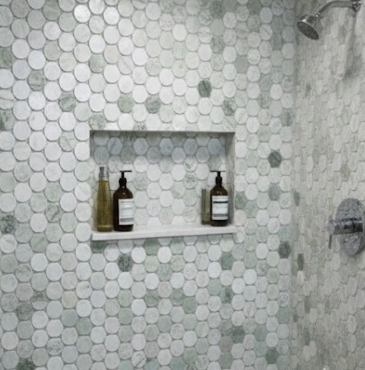 2” Penny Marble Large Calaverde Calacatta Green 11.75 x 12