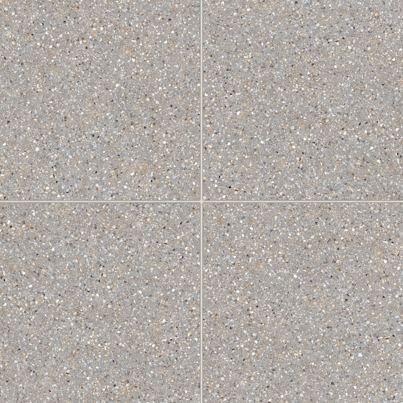 Mystere 24" x 24" Structured Terrazzo Porcelain Tile in Light Grey, Made in USA