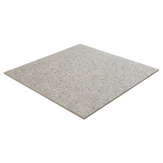 Mystere 24" x 24" Structured Terrazzo Porcelain Tile in Light Grey, Made in USA
