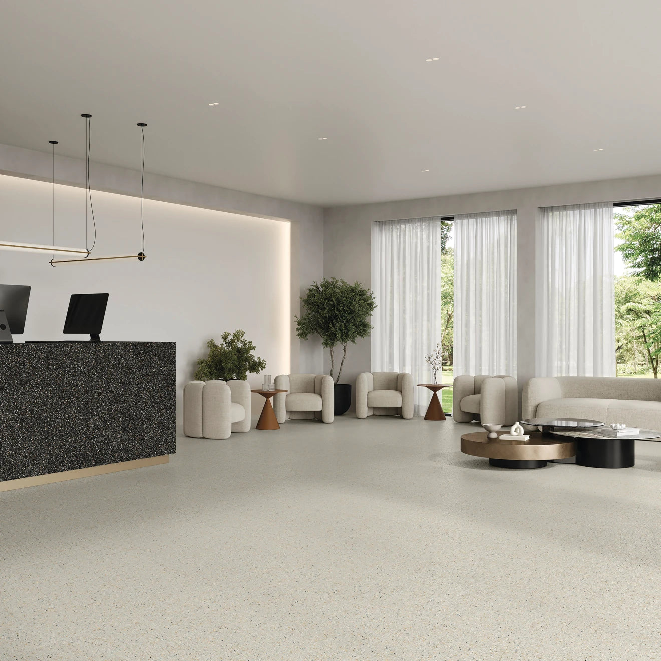 Mystere 24" x 24" Structured Porcelain Tile in White