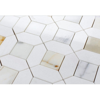 Calacatta Gold Polished Eclipse Hexagon Mosaic Tile Mosaics heytiles   