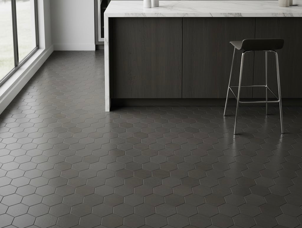 3“ Hexagon Basalt Mosaic Honed