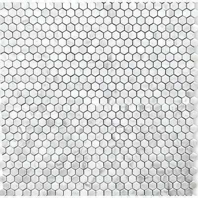 Carrara White Marble 1" Hexagon Mosaic Marble heytiles   