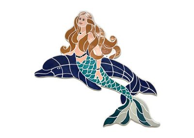 Fujiwa Mermaid With Dolphin 47"x57" watermark pool mosaic