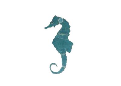 Fujiwa Seahorse Blue 10"x20" watermark pool mosaic