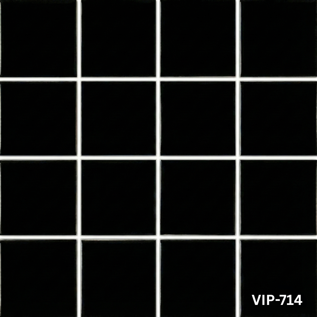Fujiwa VIP-714 Black 3" x 3" VIP glazed porcelain pool tile
