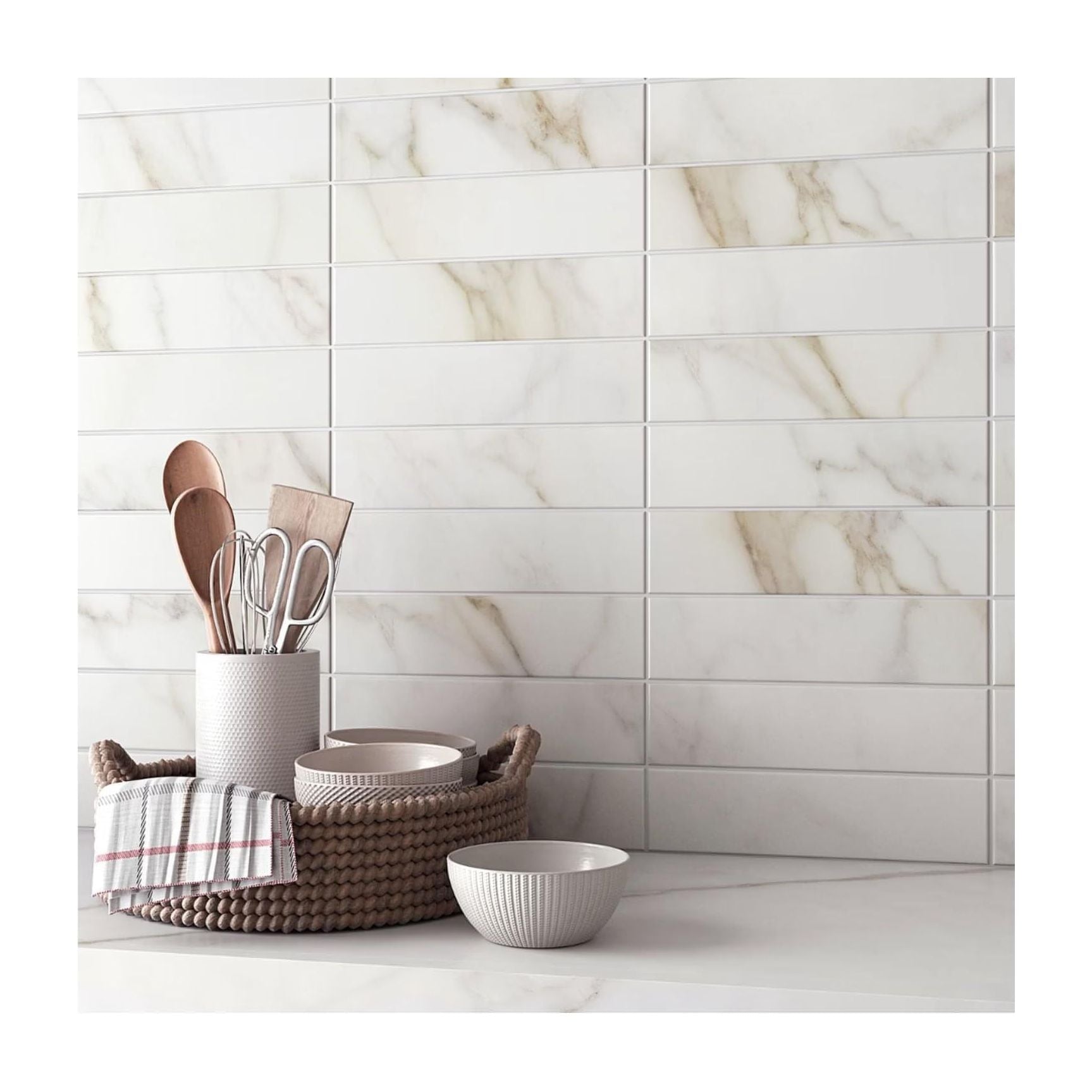 Amalfi Calacatta 3x12 Ceramic Tile Glossy / Matte - Hey Tiles