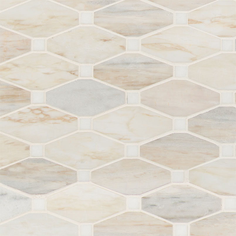MSI Angora Elongated Octagon Polished Marble Mosaic Tile