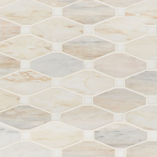 MSI Angora Elongated Octagon Polished Marble Mosaic Tile