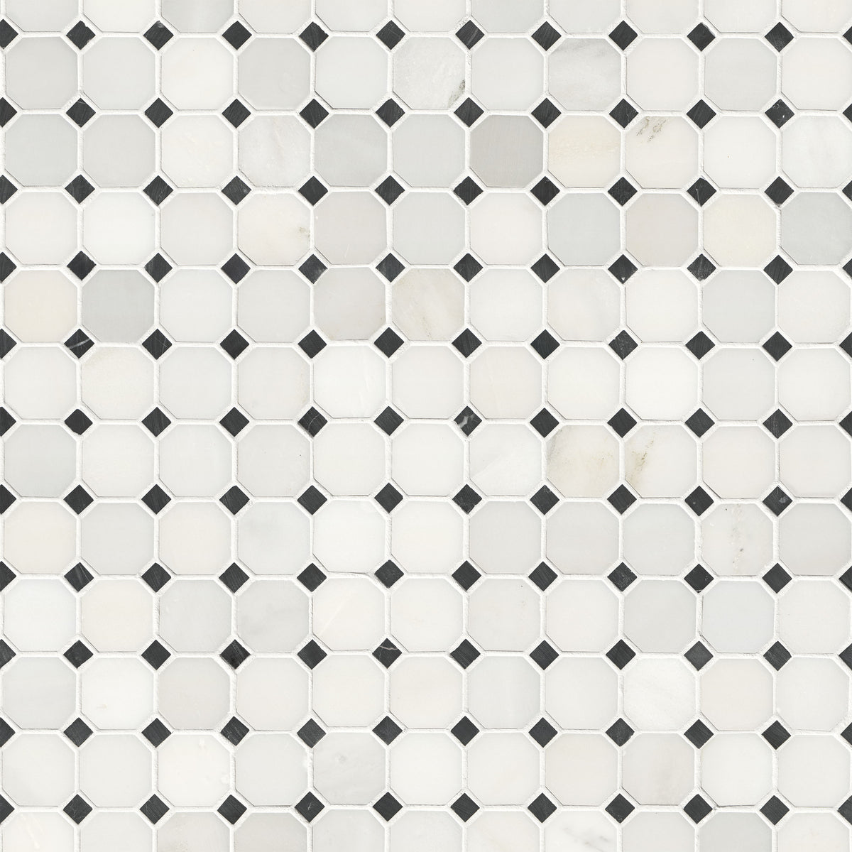 MSI Arabescato Carrara Octagon mosaic variation