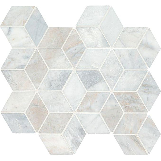 Arabescato Venato Calacatta White Cube Honed Mosaic Tile - Hey Tiles