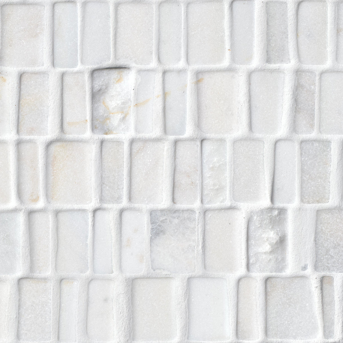 MSI Arctic White Pebble Stack Tumbled Marble Mosaic Tile