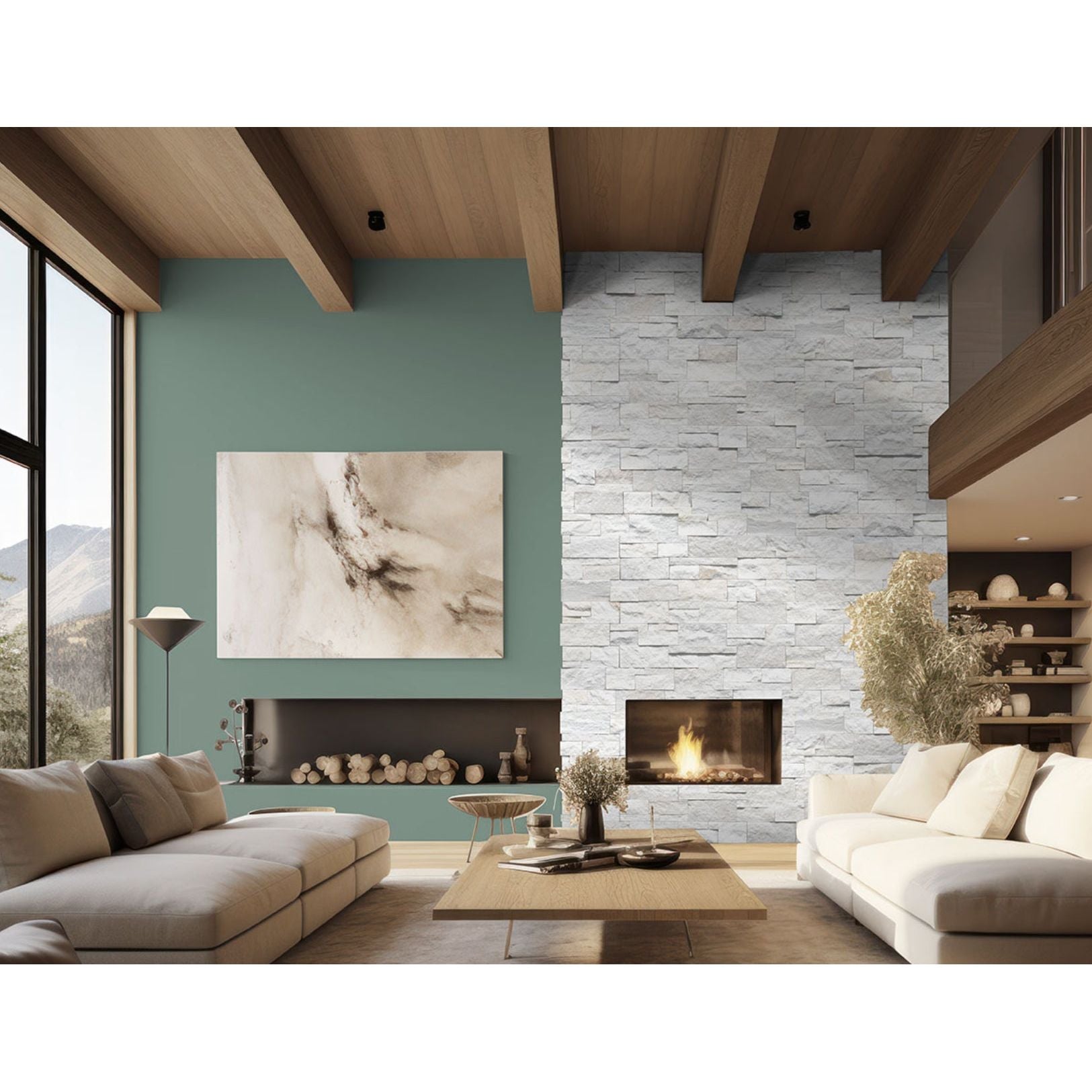 Arctic White XL 9x24 Stacked Stone Panel - Hey Tiles