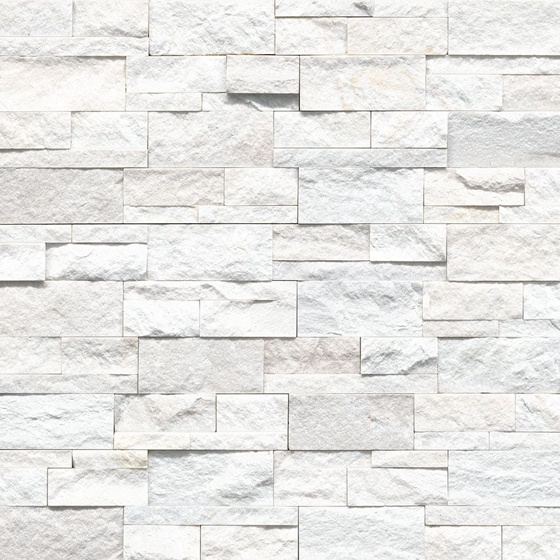 Arctic White XL 9x24 Stacked Stone Panel - Hey Tiles