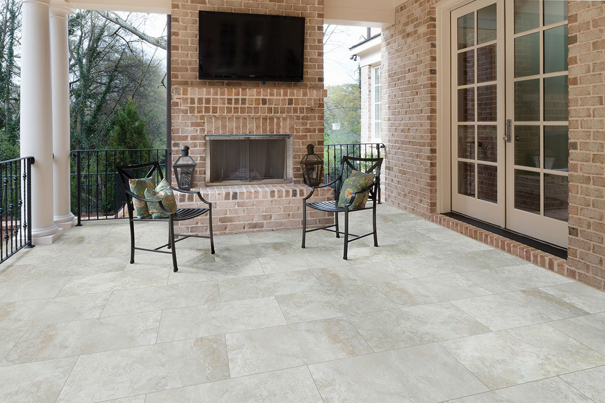 MSI Argento Travertino patio installation