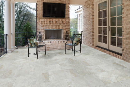 MSI Argento Travertino patio installation