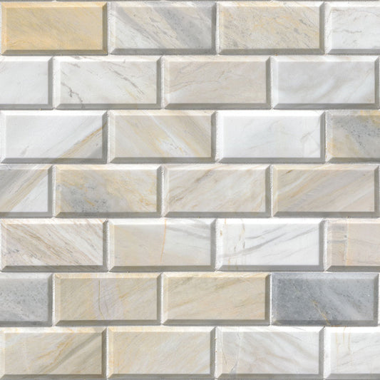 MSI Athena Gold 2 x 4 honed beveled marble mosaic