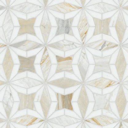 Athena Gold Estrella 10"x10" Polished Marble Mosaic Floor and Wall Tile - Hey Tiles