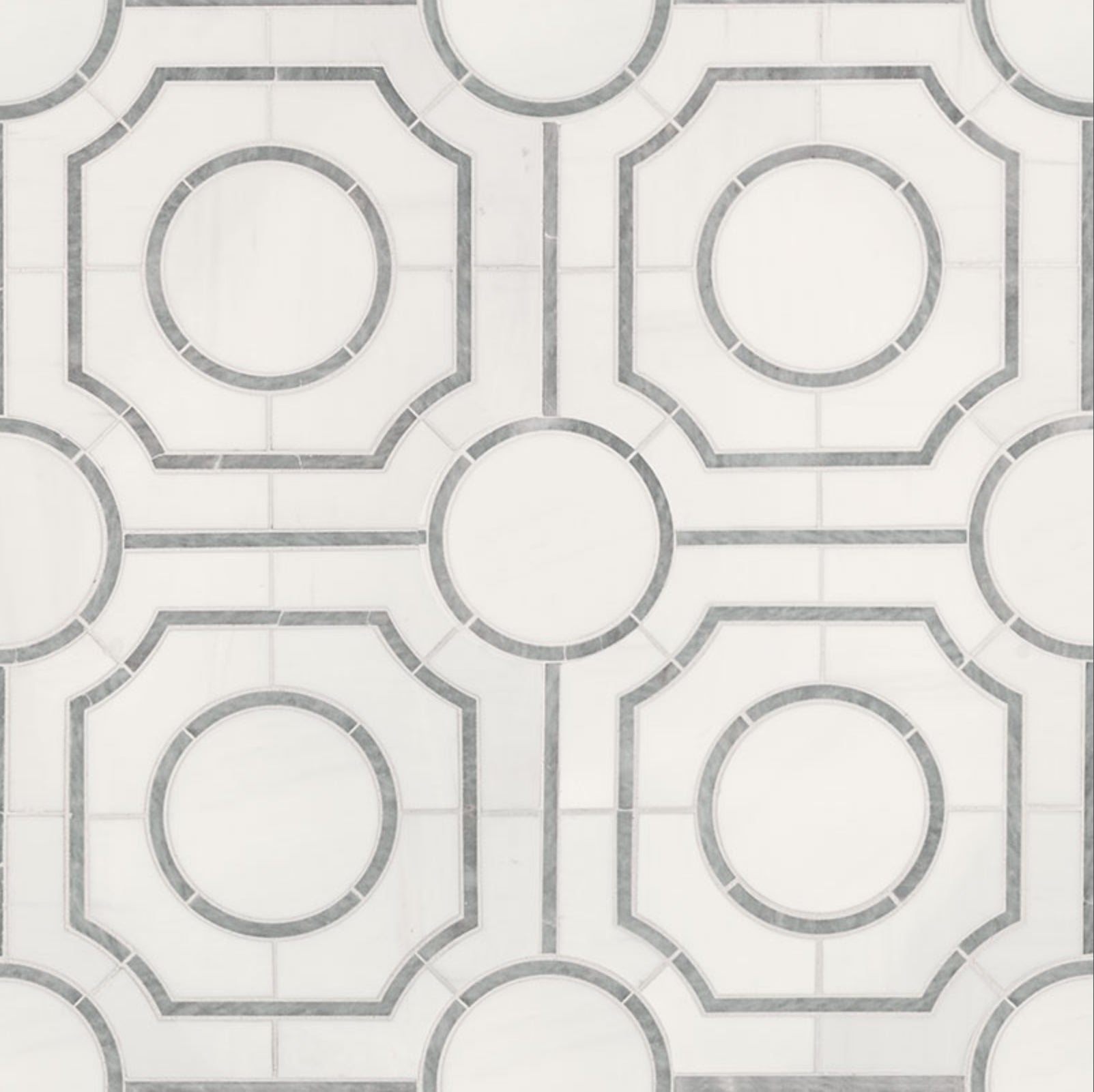 Bianco Dolomite 10"x10" Regency Polished Marble Mosaic Floor And Wall Tile - Hey Tiles