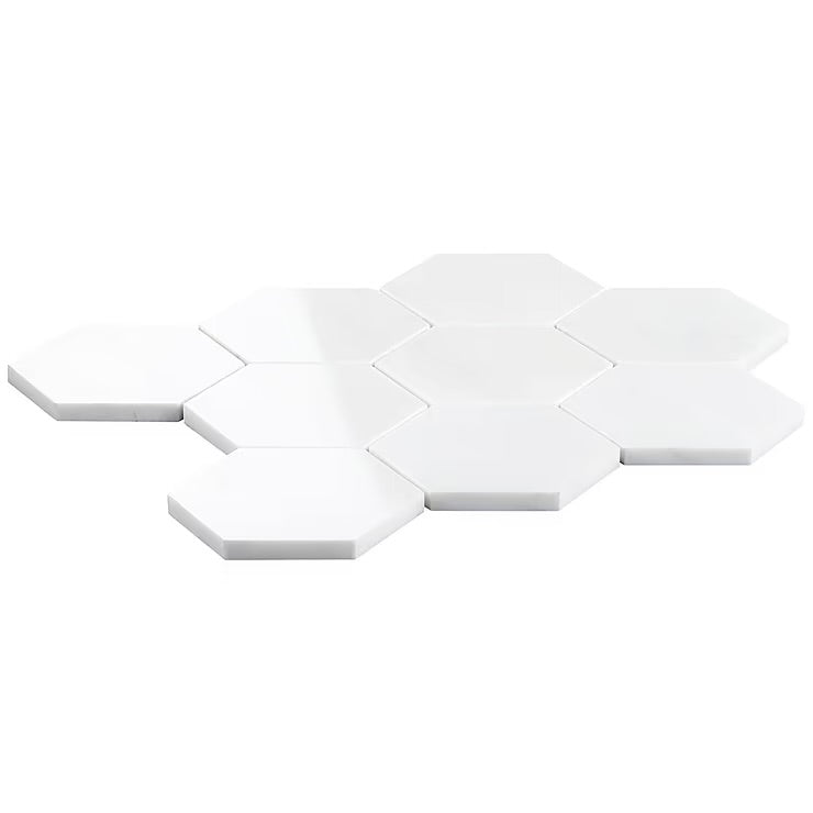 Bianco Dolomite 4" Hexagon Marble Mosaic - Hey Tiles