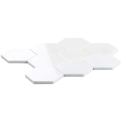 Bianco Dolomite 4" Hexagon Marble Mosaic - Hey Tiles