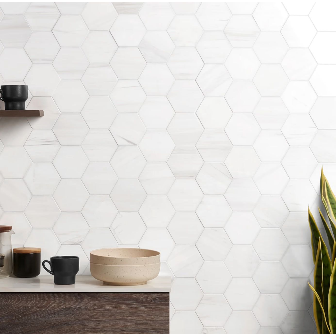 Bianco Dolomite 4" Hexagon Marble Mosaic - Hey Tiles