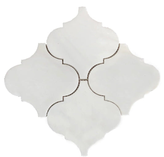 Bianco Dolomite "Lantern Mosaic 6’’ Moroccan Arabesque - Hey Tiles