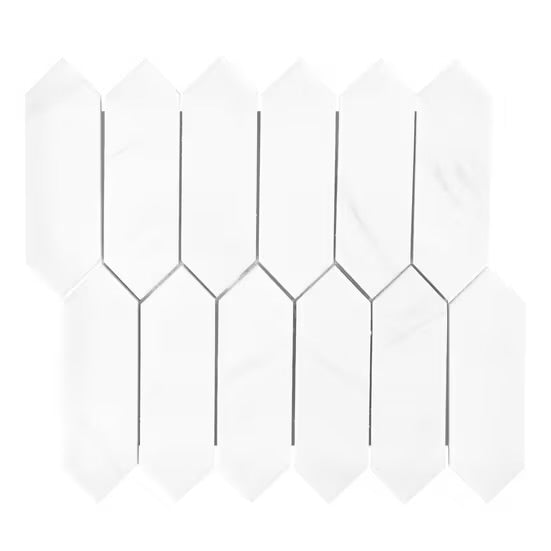 Bianco Dolomite Marble Picket Mosaic Tile - Hey Tiles