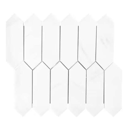 Bianco Dolomite Marble Picket Mosaic Tile - Hey Tiles