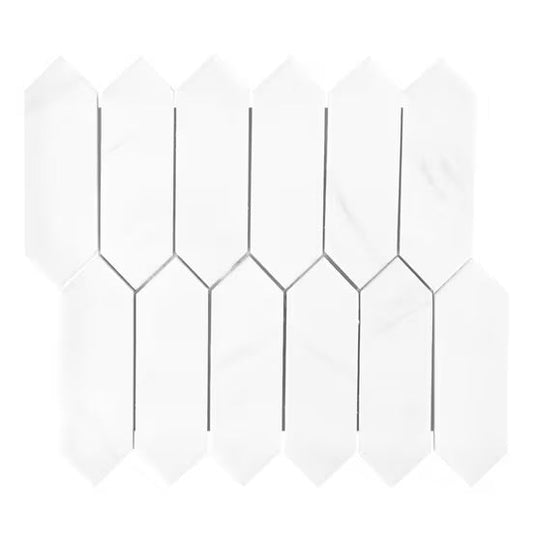 Bianco Dolomite Marble Picket Mosaic Tile - Hey Tiles