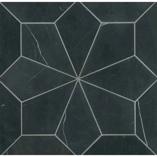 Blomma Honed Marble Mosaic Tile in Nero - Hey Tiles